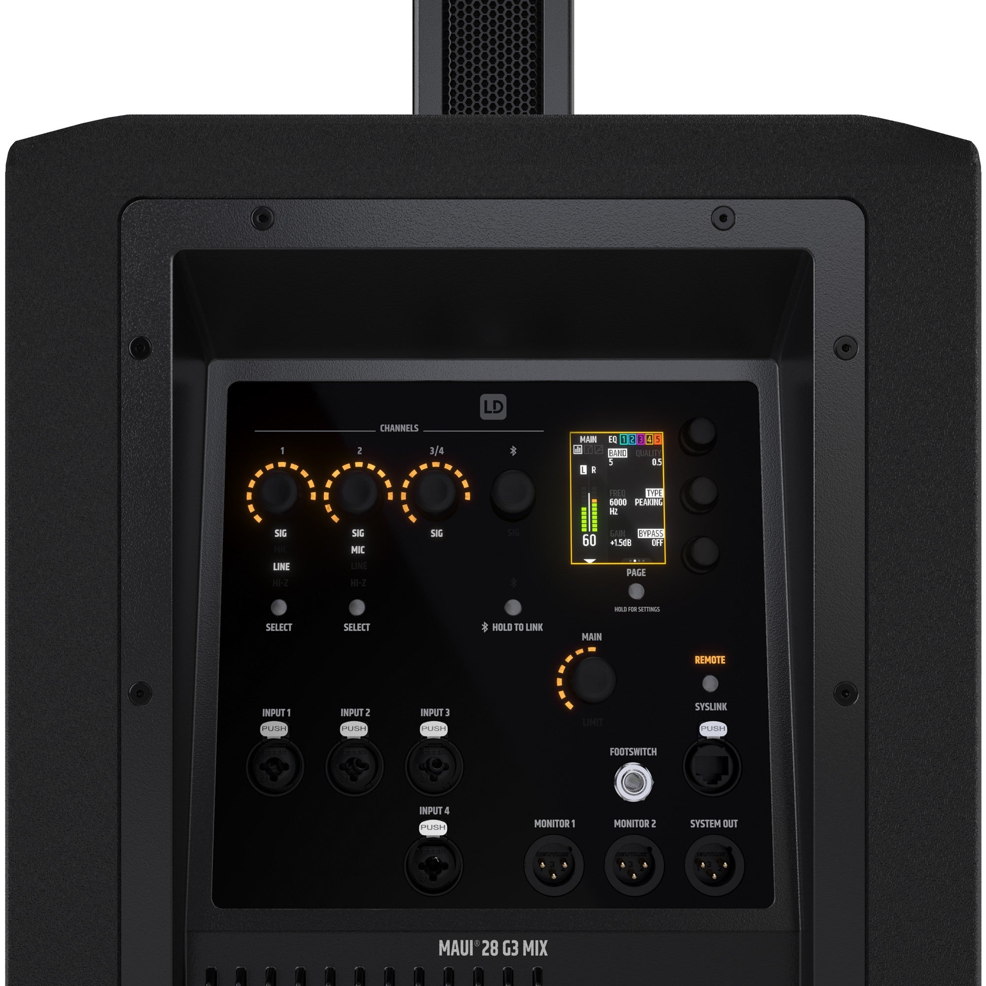 LD Systems LDMAUI28G3MIXINT Compact Cardioid Column PA System 2060W , Bluetooth with Digital Mixer - Each
