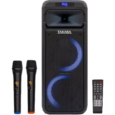 Takara T-6666 Portable Bluetooth Speaker 120w, Bluetooth, Echo, Wireless Mics, USB, AUX, Battery,