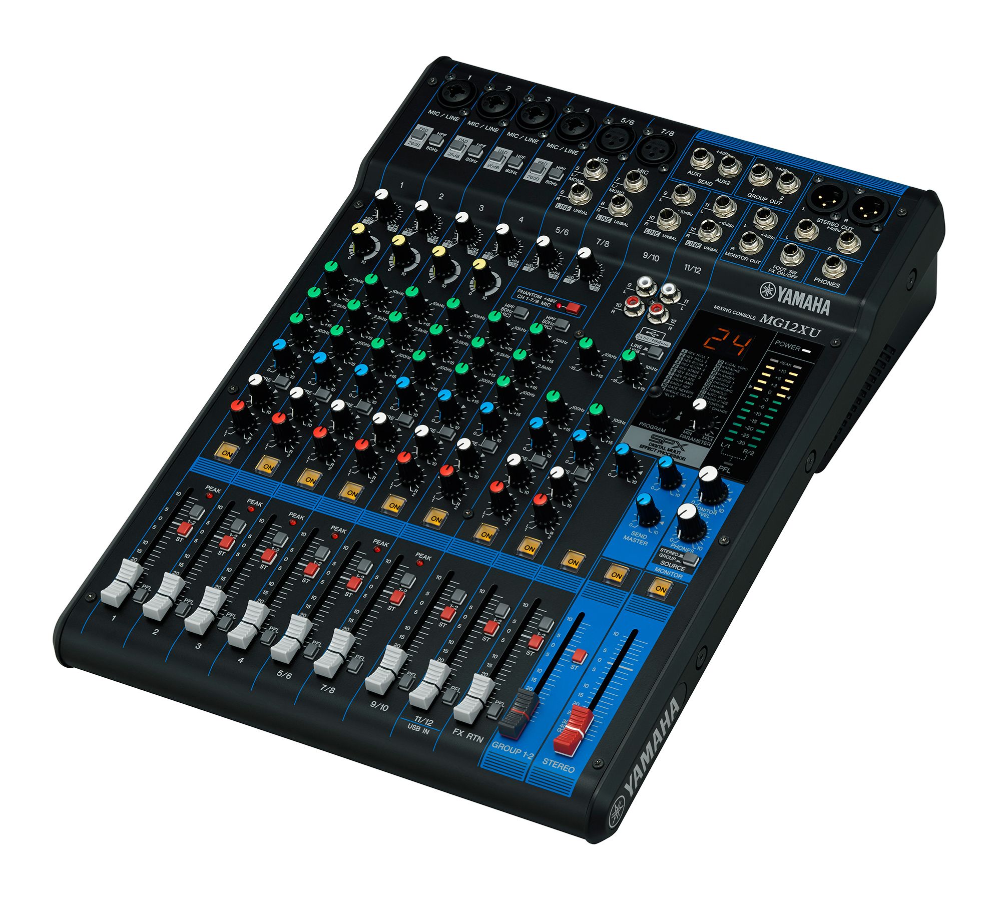 Yamaha MG12XU 12-Channel Mixing Console: Max. 6 Mic / 12 Line Inputs (incl. FX) - Each