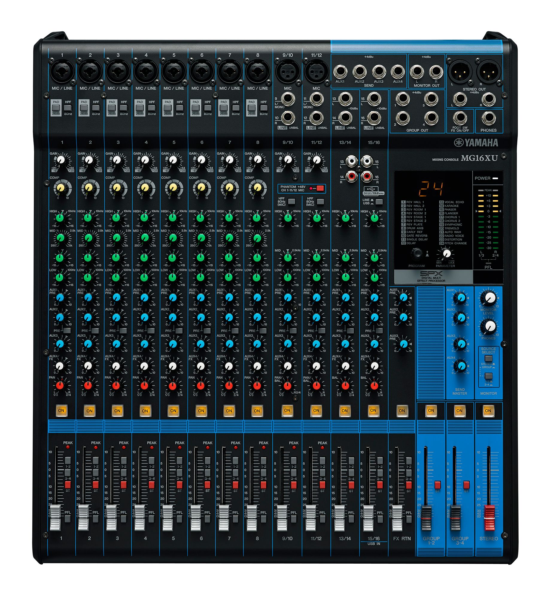 Yamaha MG16XU 16-Channel Mixing Console: Max. 10 Mic / 16 Line Inputs (incl. FX) - Each