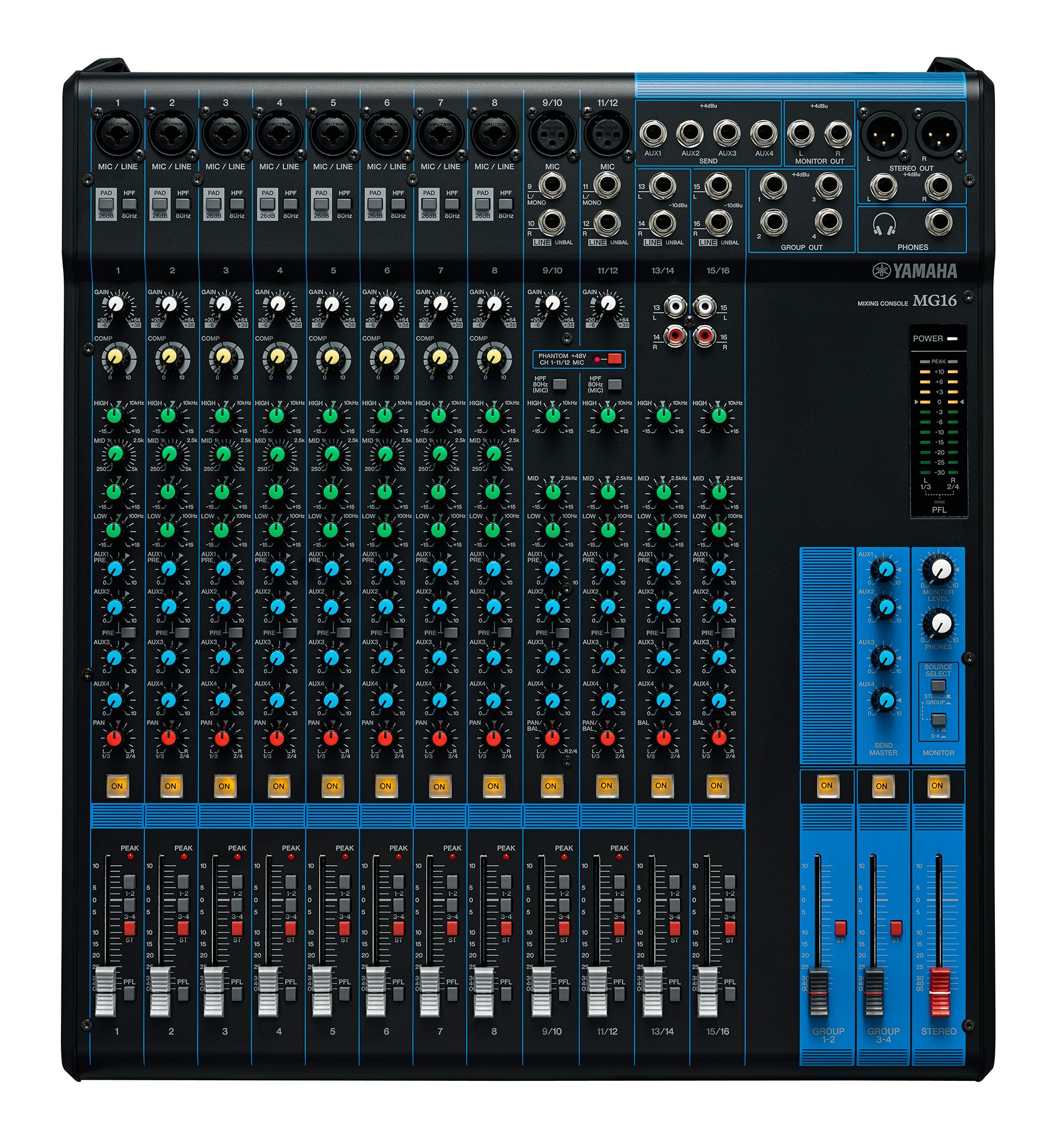 Yamaha MG16 16-Channel Mixing Console: Max. 10 Mic / 16 Line Inputs - Each