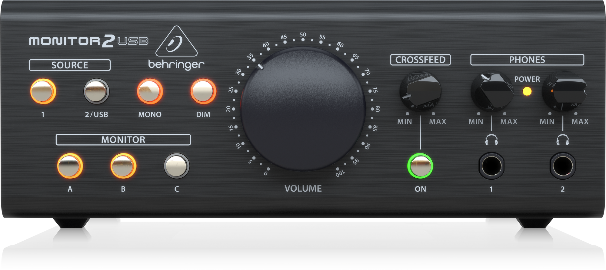 Behringer MONITOR2USB High-End Speaker and Headphone Monitoring Controller with VCA Control and USB Audio Interface