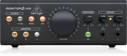 Behringer MONITOR2USB High-End Speaker and Headphone Monitoring Controller with VCA Control and USB Audio Interface