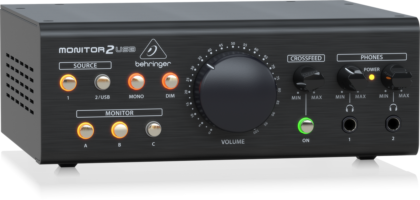 Behringer MONITOR2USB High-End Speaker and Headphone Monitoring Controller with VCA Control and USB Audio Interface