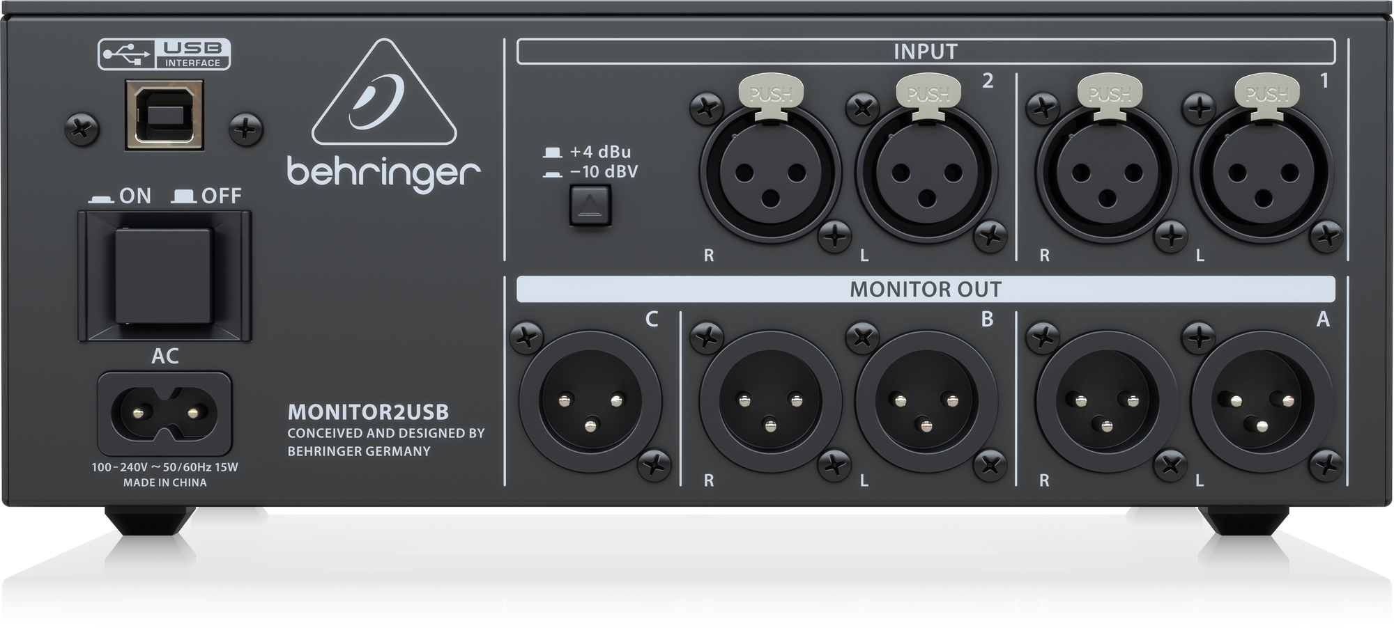 Behringer MONITOR2USB High-End Speaker and Headphone Monitoring Controller with VCA Control and USB Audio Interface