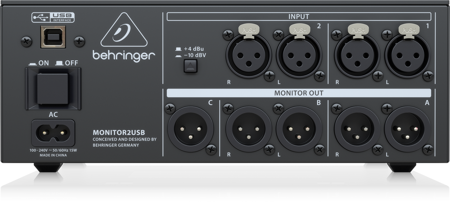 Behringer MONITOR2USB High-End Speaker and Headphone Monitoring Controller with VCA Control and USB Audio Interface