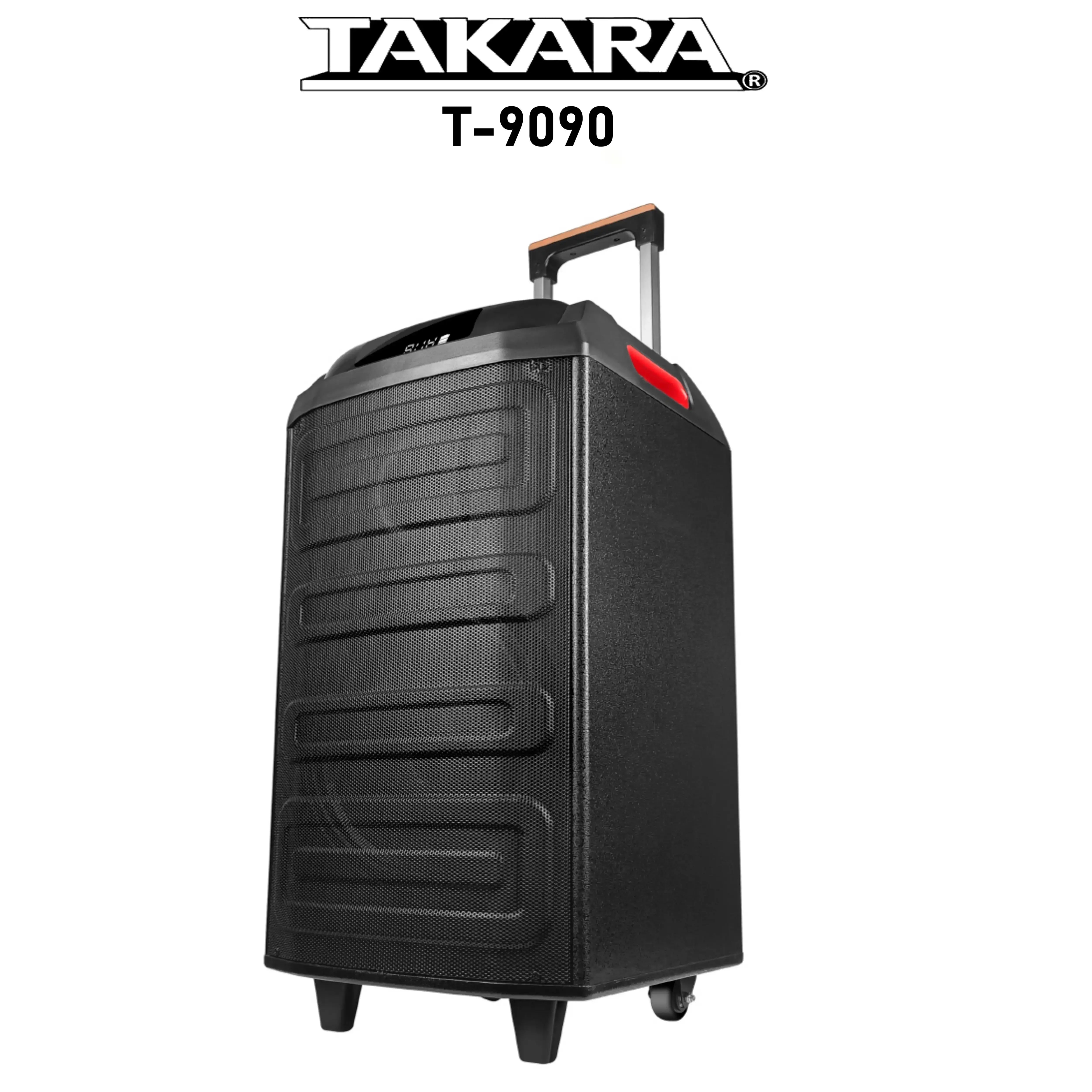 TAKARA T9090 Karaoke Party Portable Trolley Speaker with 2 Wireless Mic and Rechargeable Battery Multimedia BT, Karaoke with Audio Recording, USB, SD,FM PA System