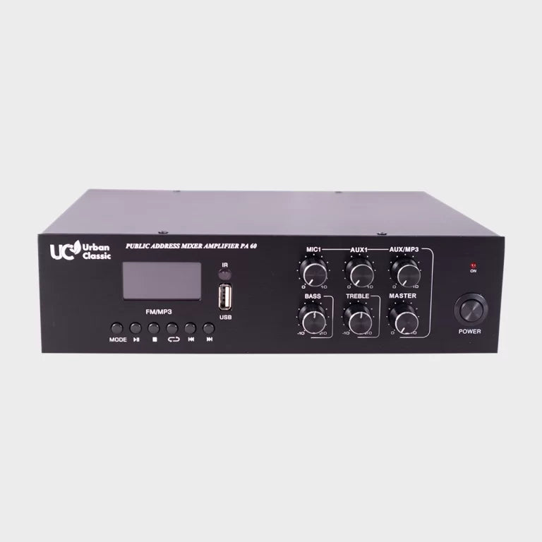 PA60 60W Mixer Amplifier with Bluetooth, USB Playback and Multi-Input Connectivity for Professional PA and Background Music Systems - Audiomaxx India