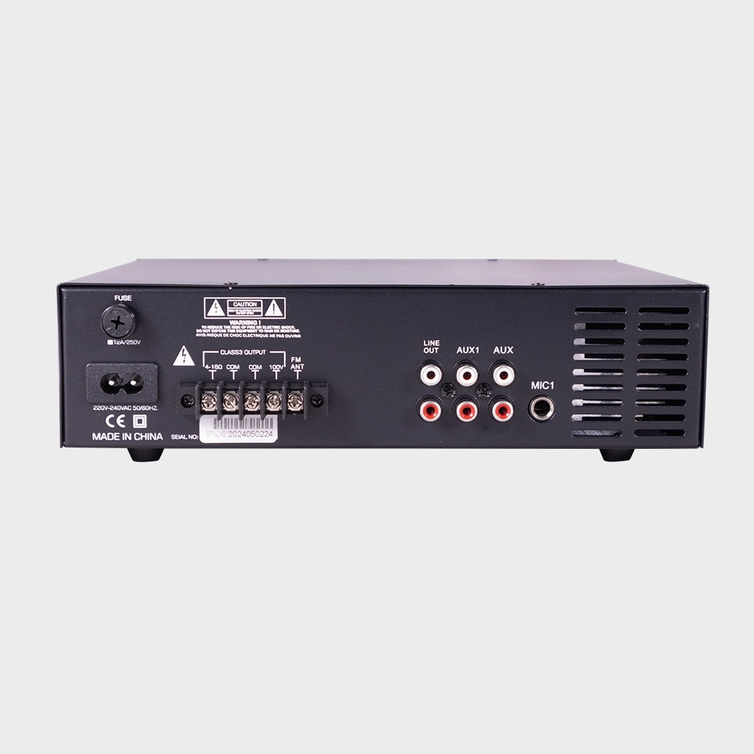 PA62 60W Mixer Amplifier with Dual Mic Input, Bluetooth, USB Playback and Multi-Source Connectivity for Professional PA and Background Music Systems - Audiomaxx India