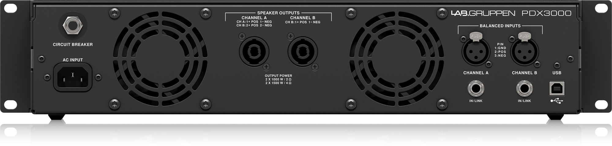 LAB.Gruppen PDX3000 3000W, 2 Channel Amplifier with DSP Control - Each