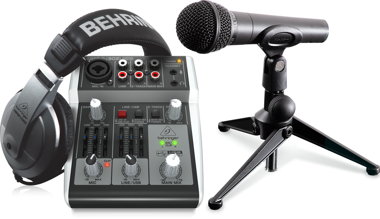 Behringer PODCASTUDIO 2 USB Complete PODCASTUDIO Bundle with USB Mixer, Microphone, Headphones and More