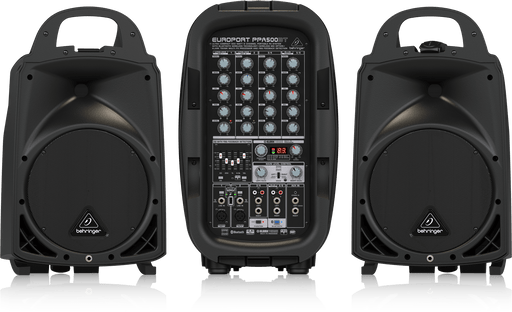 Behringer Europort PPA500BT Ultra-Compact Powered Speakers 500-Watt 6-Channel Portable PA System with Bluetooth Wireless Technology, Wireless Microphone Option, KLARK TEKNIK Multi-FX Processor and FBQ Feedback Detection