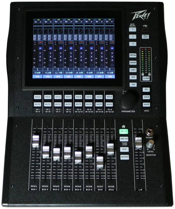 Peavey Aureus® Mini Compact 20-Channel Digital Mixer with Touchscreen, DSP Effects, USB Recording & Bluetooth Control (230V) - Audiomaxx India