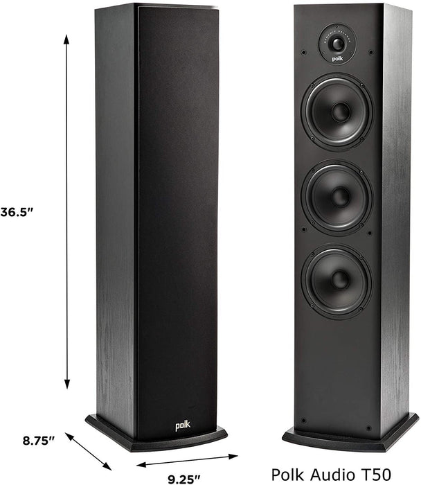 Yamaha RXV-685 Audio-Video Receiver With Polk Audio Fusion T50 Tower Speakers Set - Dolby Atmos 7.1 Home Theater Package # AM701016 - Best Home Theatre Systems - Audiomaxx India