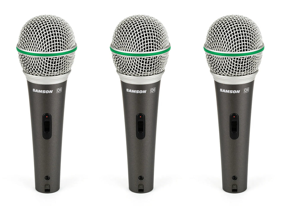 Samson Q6 Neodymium Supercardioid Dynamic Microphone - PACK OF 3