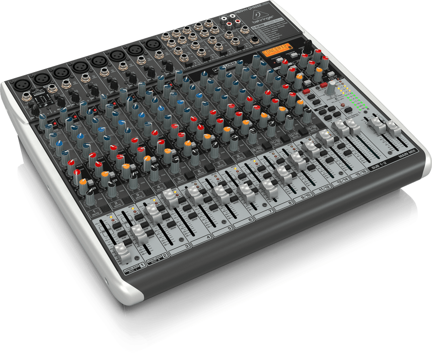 Behringer XENYX QX2222USB Premium 22-Input 2/2-Bus Mixer with XENYX Mic Preamps and Compressors, Klark Teknik Multi-FX Processor, Wireless Option and USB/Audio Interface