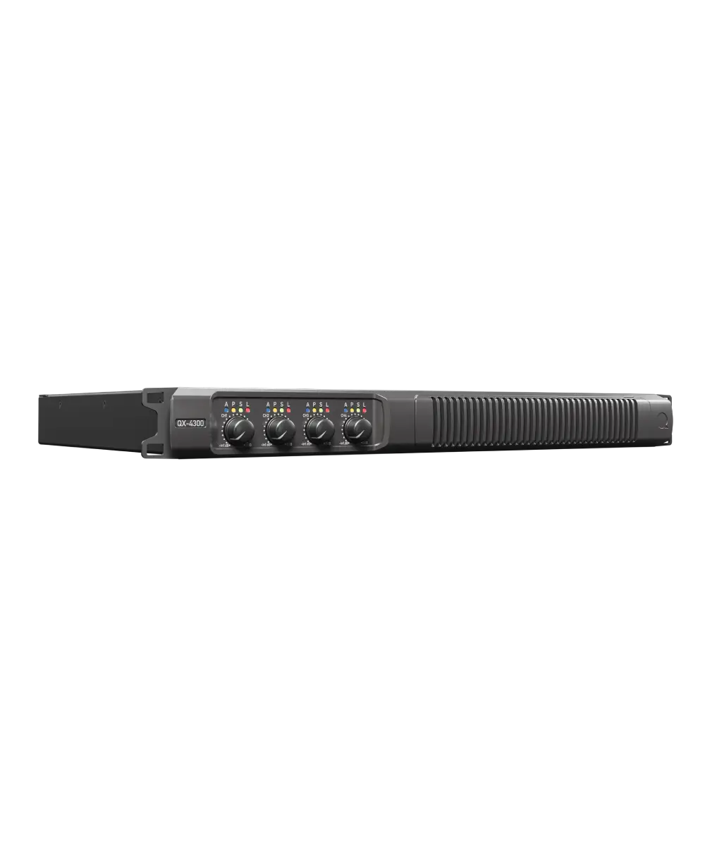 Quest QX4300 Professional 4×300W Class-D 1RU Installation Power Amplifier with Auto Load Sensing, 70V/100V & DSP Control - Audiomaxx India
