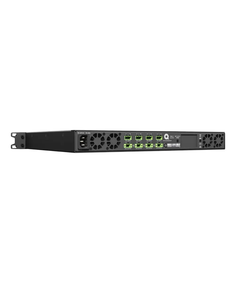 Quest QX4300 Professional 4×300W Class-D 1RU Installation Power Amplifier with Auto Load Sensing, 70V/100V & DSP Control - Audiomaxx India