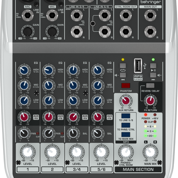 Behringer Xenyx QX602MP3 Premium 6-Input 2-Bus Mixer with XENYX Mic Pr