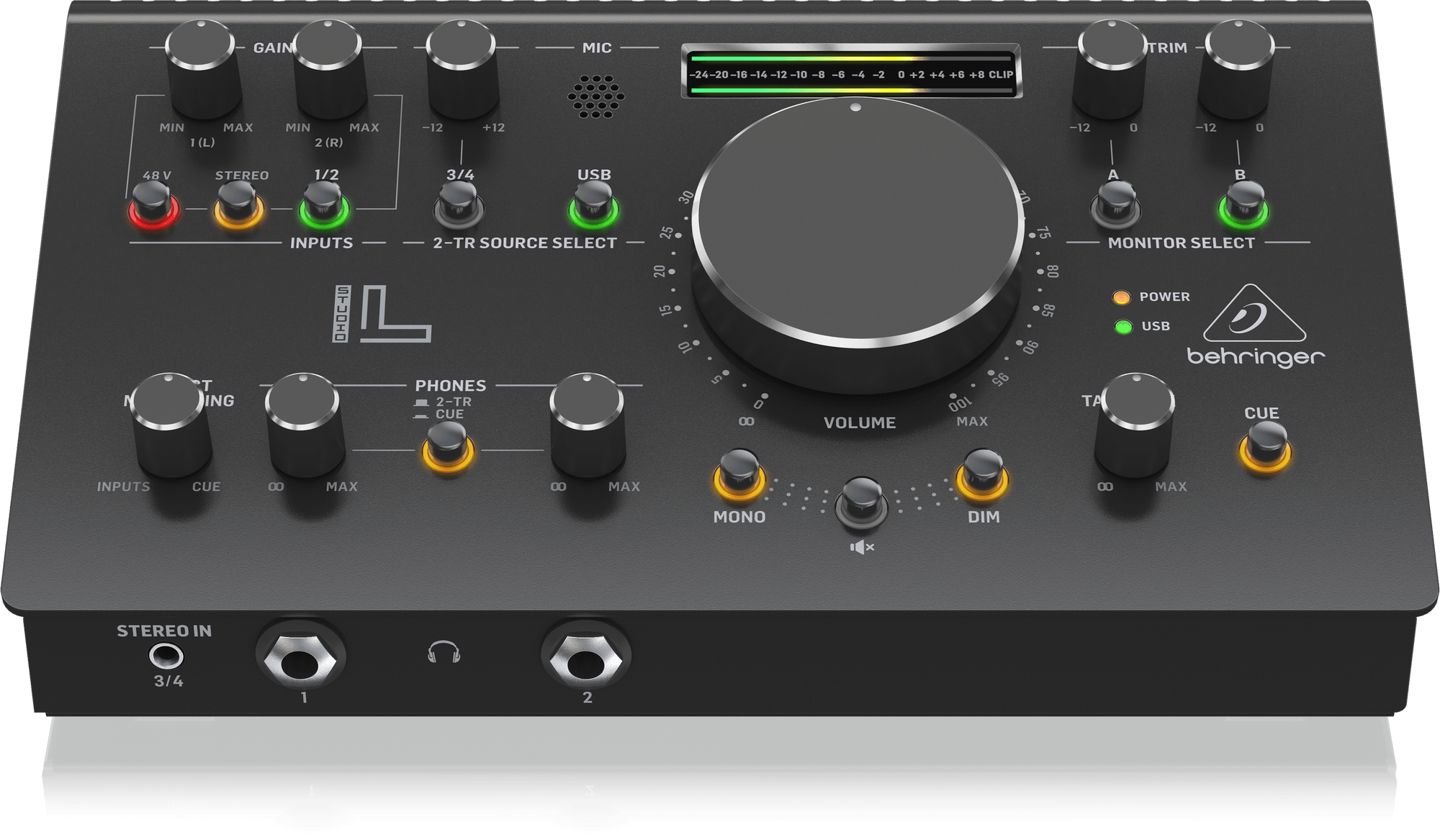 Behringer Studio L High-End Studio Control and Communication Center with Midas Preamps, 192 kHz 2x2 USB Audio Interface and VCA Stereo Tracking