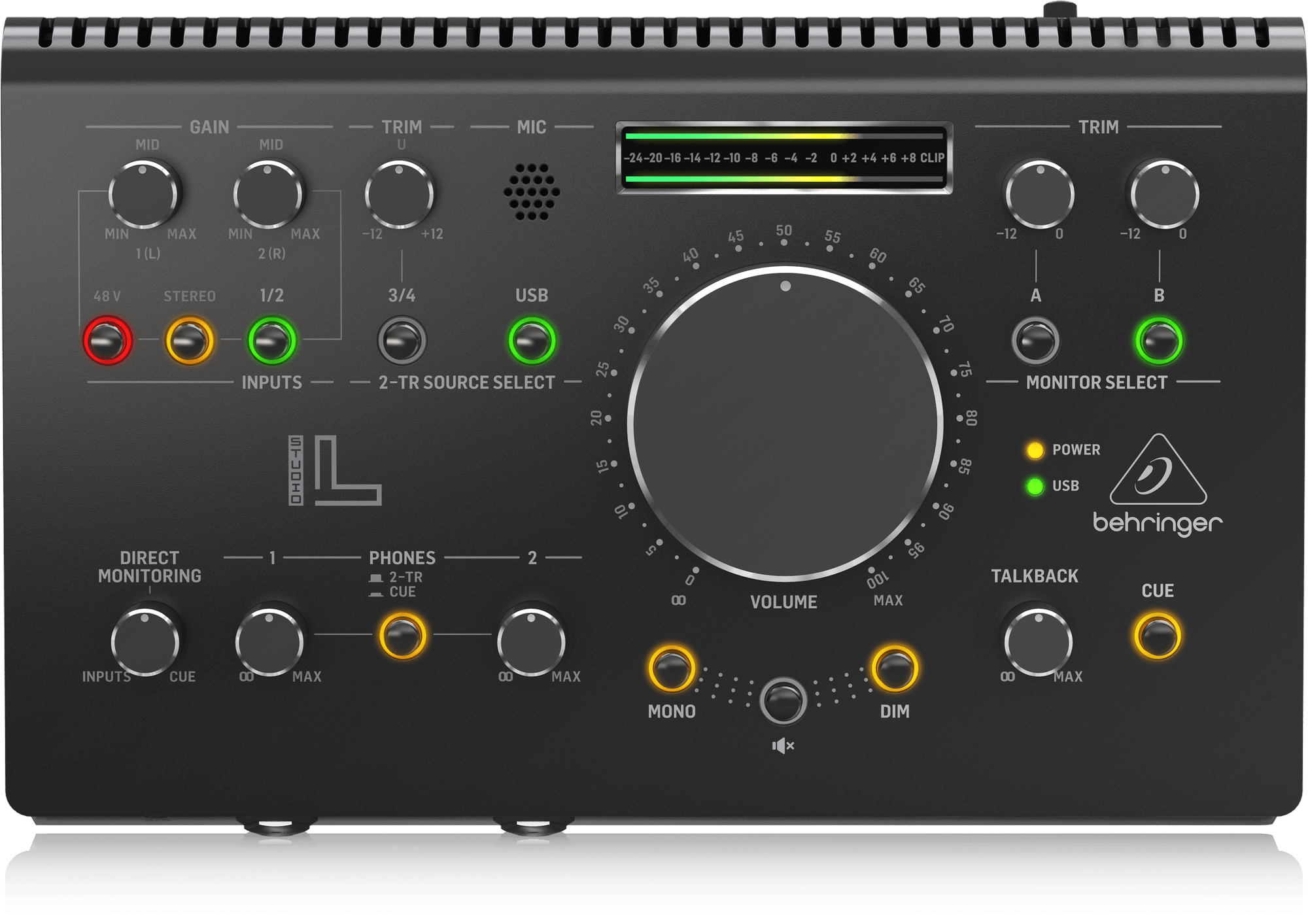 Behringer Studio L High-End Studio Control and Communication Center with Midas Preamps, 192 kHz 2x2 USB Audio Interface and VCA Stereo Tracking