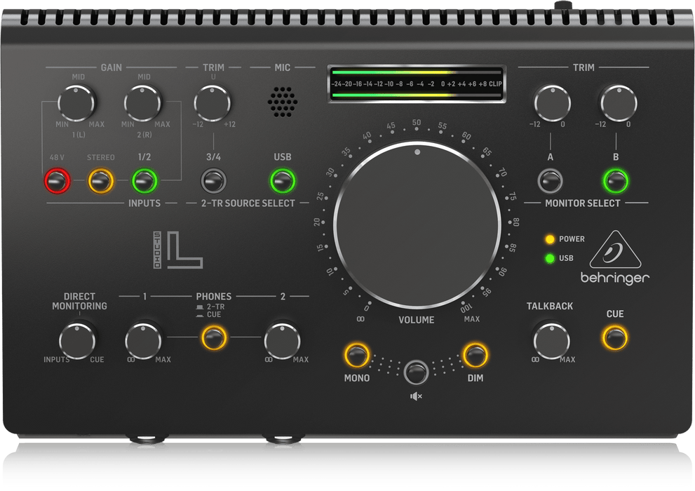 Behringer Studio L High-End Studio Control and Communication Center with Midas Preamps, 192 kHz 2x2 USB Audio Interface and VCA Stereo Tracking