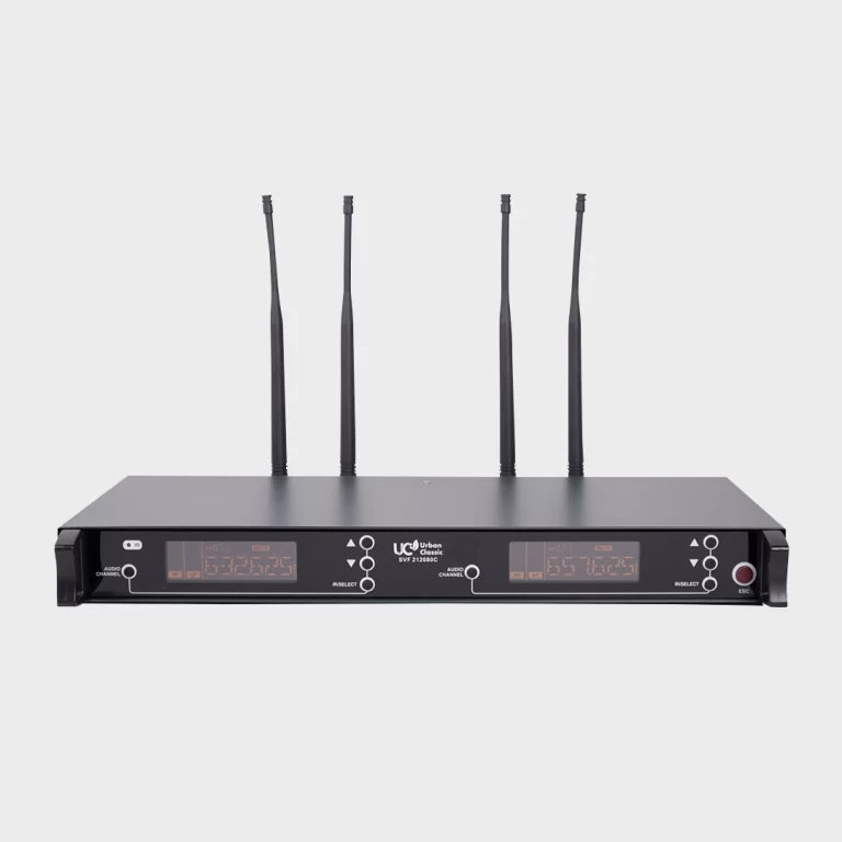 Urban Classic SVF 212080 Wireless Microphone System with Handheld and Bodypack Head Mic, UHF Transmission, 100+100 Channels, HISS Noise Cancellation and 90m Coverage for Professional Audio Applications
