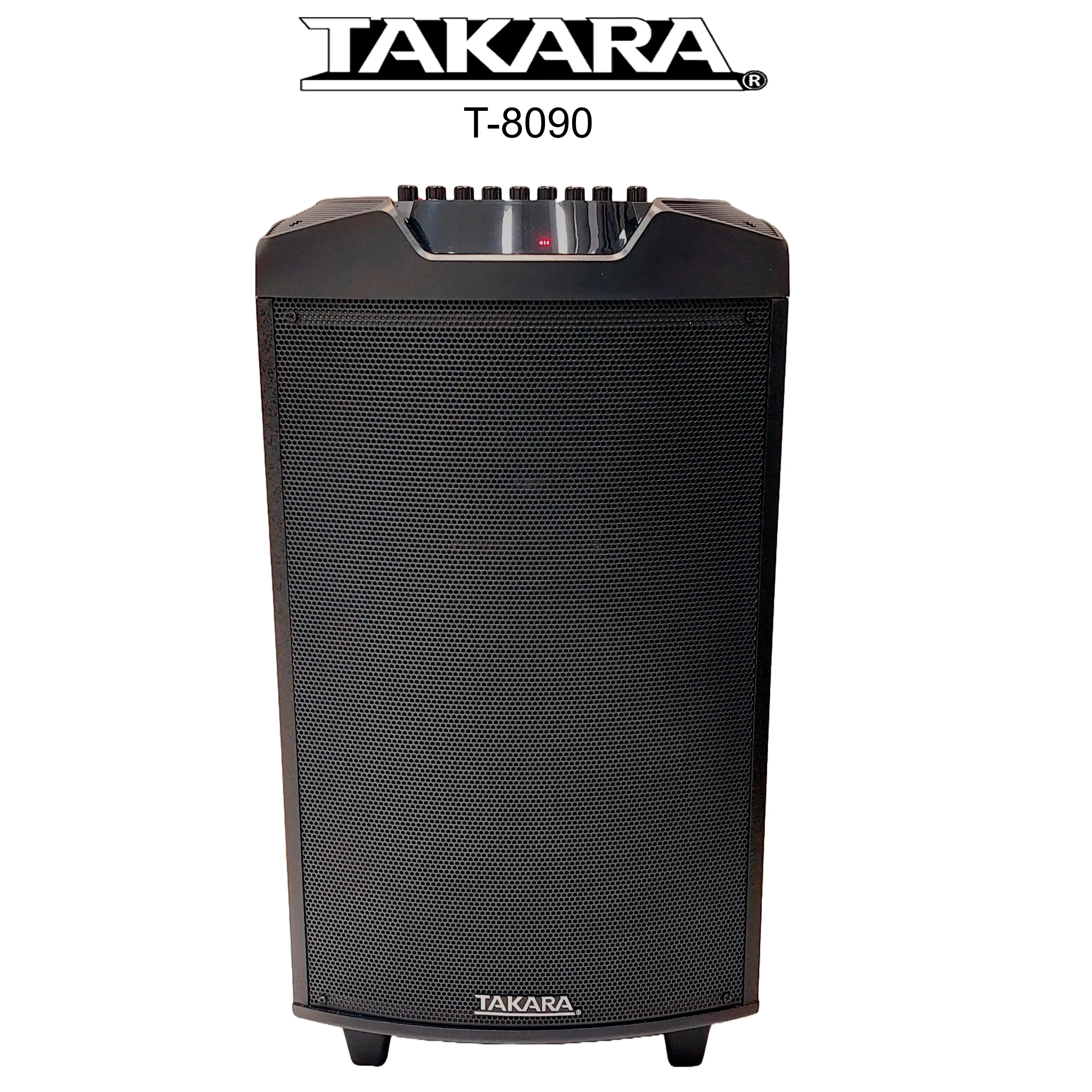 Takara T8090 Karaoke Party Portable Trolley Speaker, 2 Wireless Mic And Rechargeable Battery Multimedia BT, Karaoke With Audio Recording, USB, SD,FM PA System