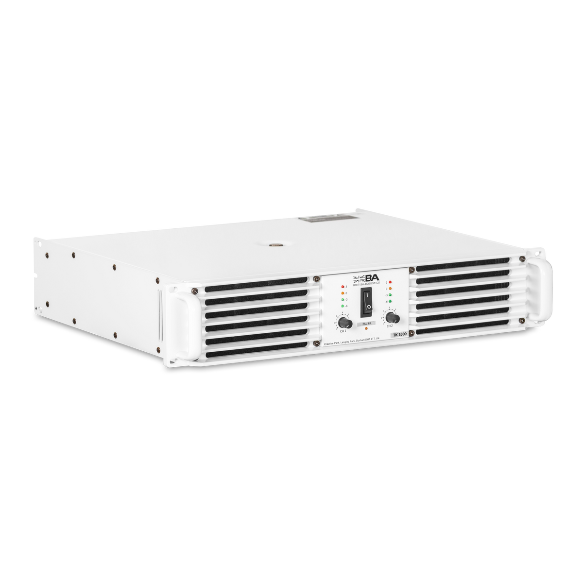 BRITISH ACOUSTICS TK‑3000 – 2Ch Power Amplifier with HPF, Gain Control & Peak Limiter