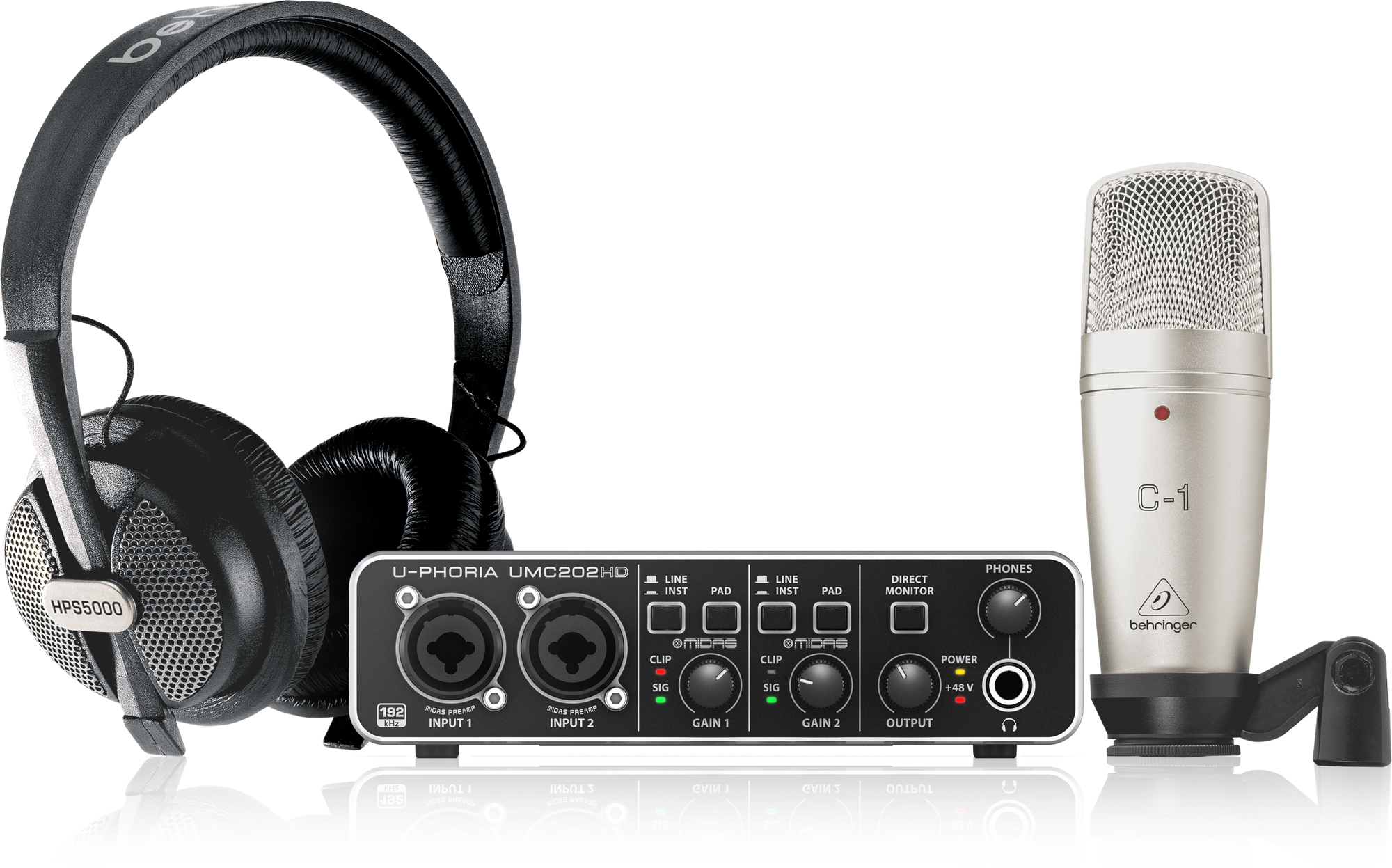 Behringer U-Phoria Studio Pro Complete Recording Bundle with High-Definition USB Audio Interface, Condenser Microphone, Studio Headphones and More