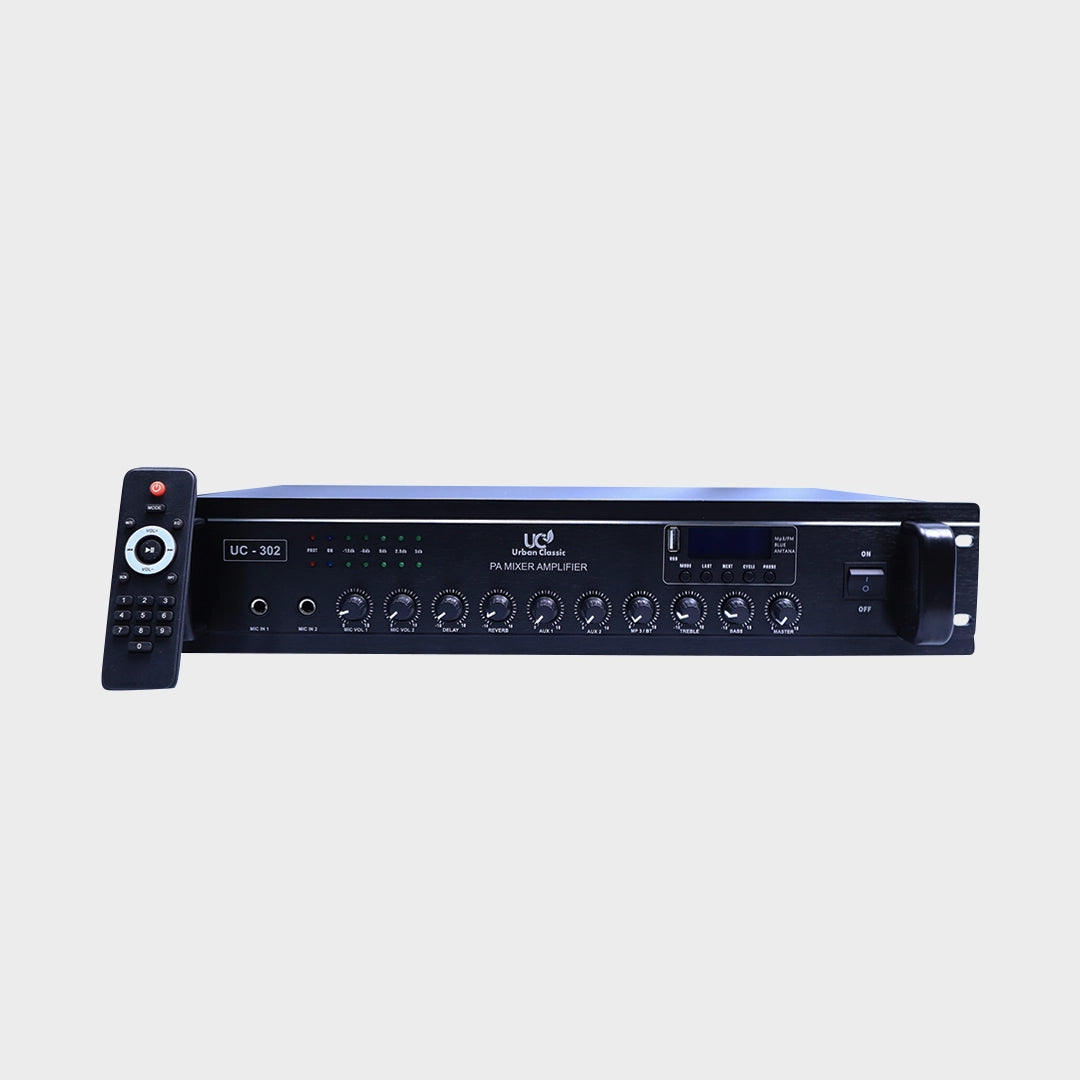 Urban Classic UC 302 600W Mixer Amplifier with Stereo Output, Bluetooth, USB Playback and Advanced Class D Amplification for Professional PA and Music Systems - Audiomaxx India
