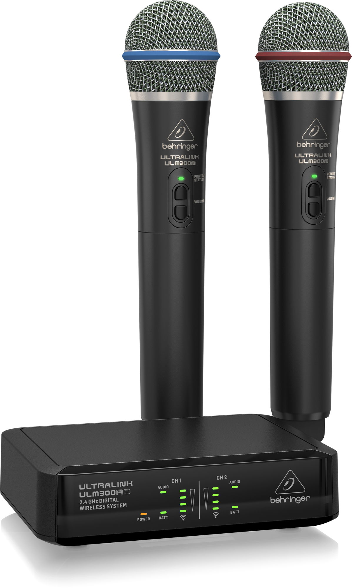 Behringer ULTRALINK ULM302MIC  High-Performance 2.4 GHz Digital Wireless System with 2 Handheld Microphones and Receiver