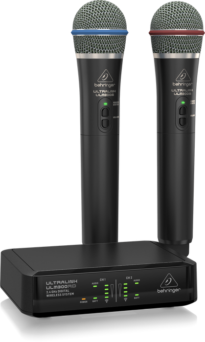 Behringer ULTRALINK ULM302MIC  High-Performance 2.4 GHz Digital Wireless System with 2 Handheld Microphones and Receiver