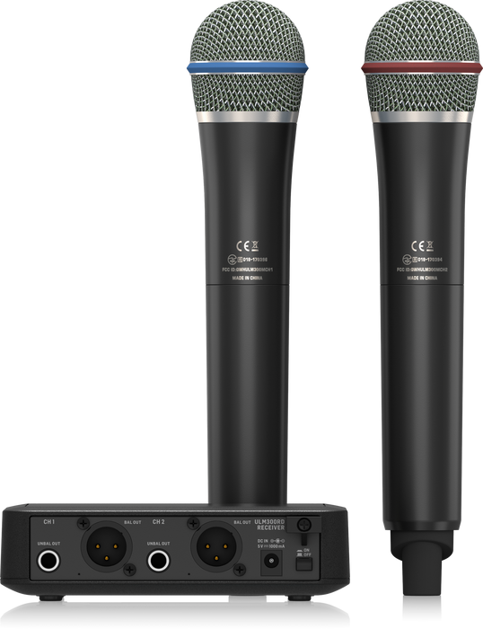 Behringer ULTRALINK ULM302MIC  High-Performance 2.4 GHz Digital Wireless System with 2 Handheld Microphones and Receiver