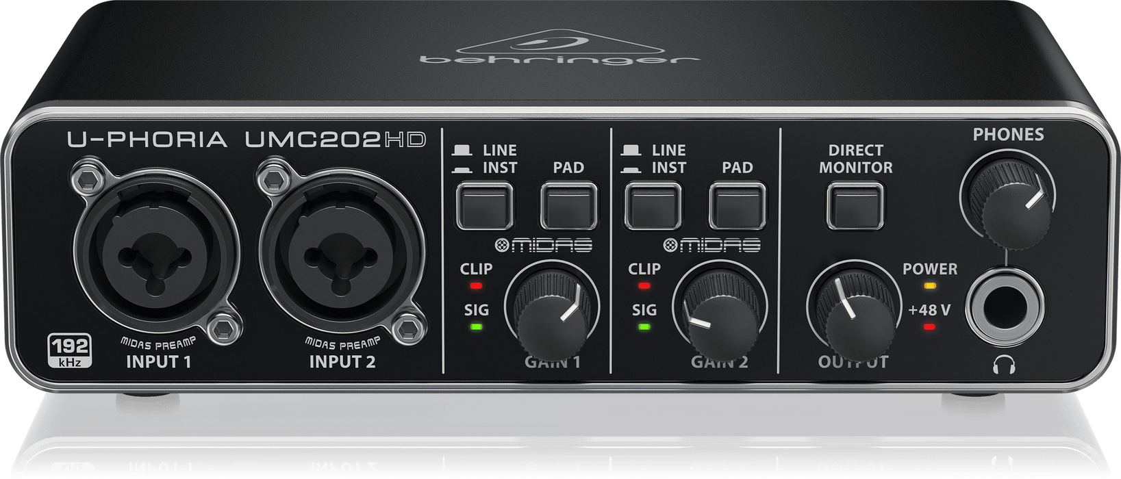 Behringer U-Phoria UMC202HD Audiophile 2x2, 24-Bit/192 kHz USB Audio Interface with Midas Mic Preamplifiers