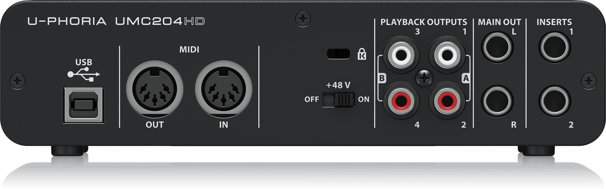 Behringer U-Phoria UMC204HD Audiophile 2x4, 24-Bit/192 kHz USB Audio/MIDI Interface with Midas Mic Preamplifiers