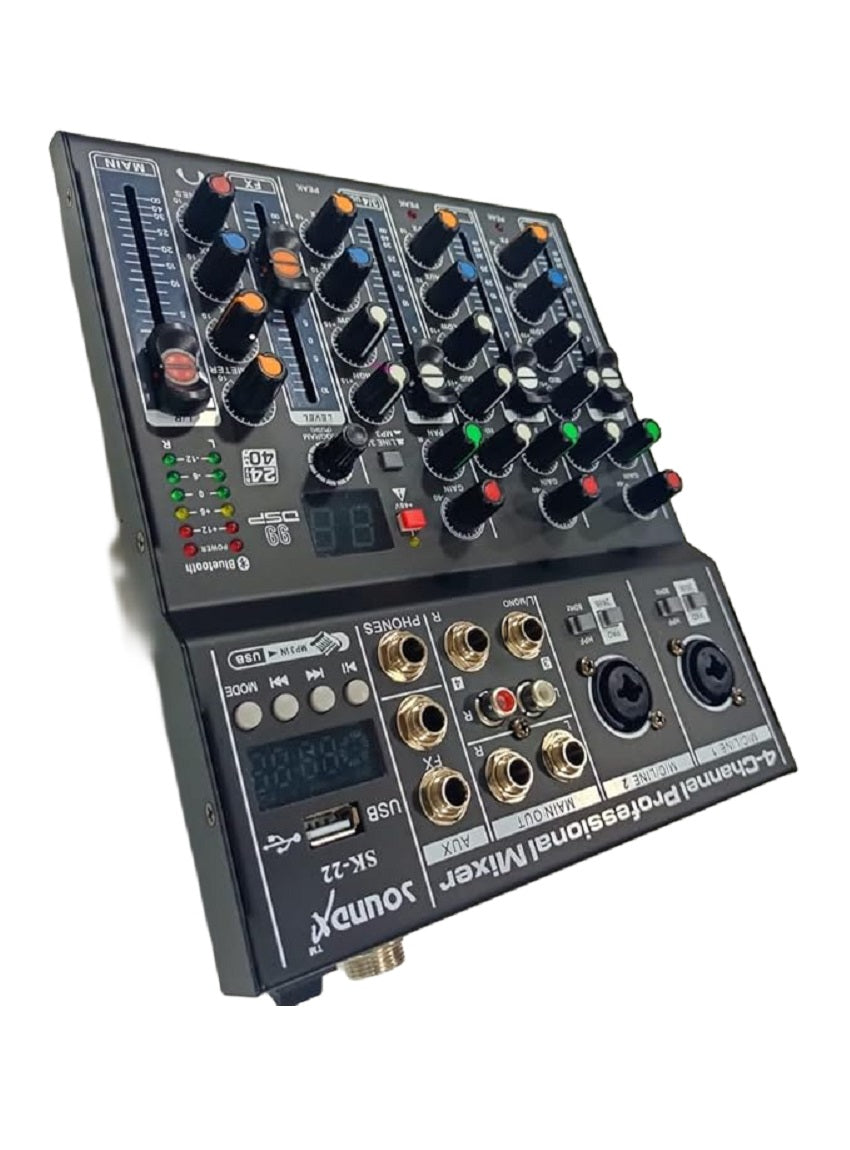 SoundX SK22 Audio Mixer 4 Ch. With  Digital Display, USB, MP3, Bluetooth & Effects