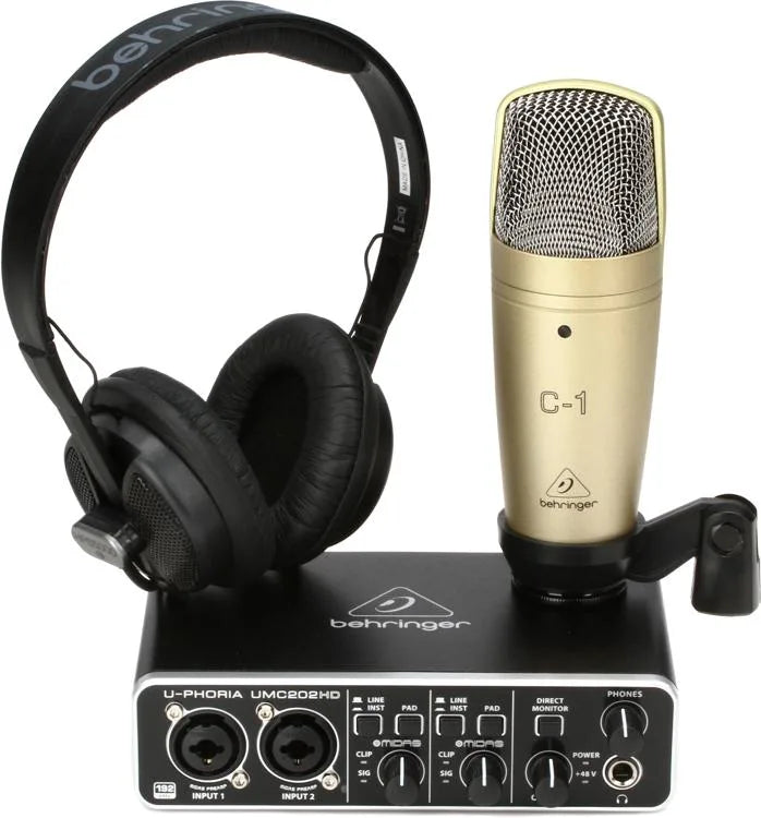 Behringer U-Phoria Studio Pro Complete Recording Bundle with High-Definition USB Audio Interface, Condenser Microphone, Studio Headphones and More