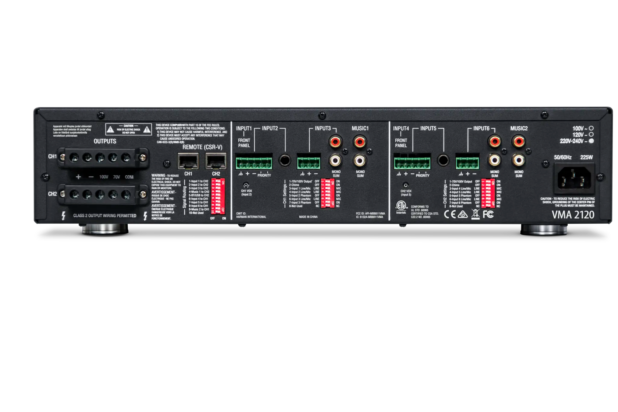 JBL VMA 2120-34-IN 2X120W 8 Input  70V - 100V Line Mixer Amplifier