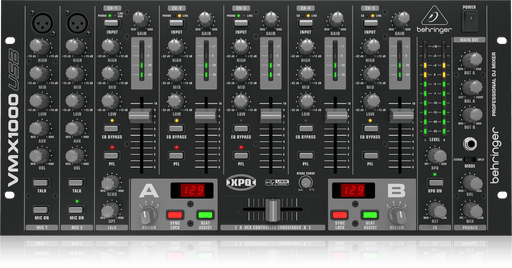 Behringer Pro Mixer VMX1000USB Professional 7-Channel Rack-Mount DJ Mixer with USB/Audio Interface, BPM Counter and VCA Control