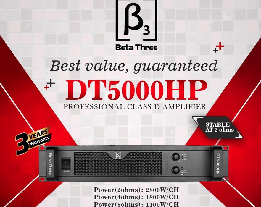 Beta3 DT5000HP Professional Class D Power Amplifier | 1800w x 2 @ 4Ω | Stable at 2Ω - 3 Year Warranty