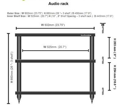 Raga 3/4/5 Hi-Fi Audio Rack High-Performance Stainless Steel & HDF Audio Rack , Each Shelf Supports Up To 50 Kg