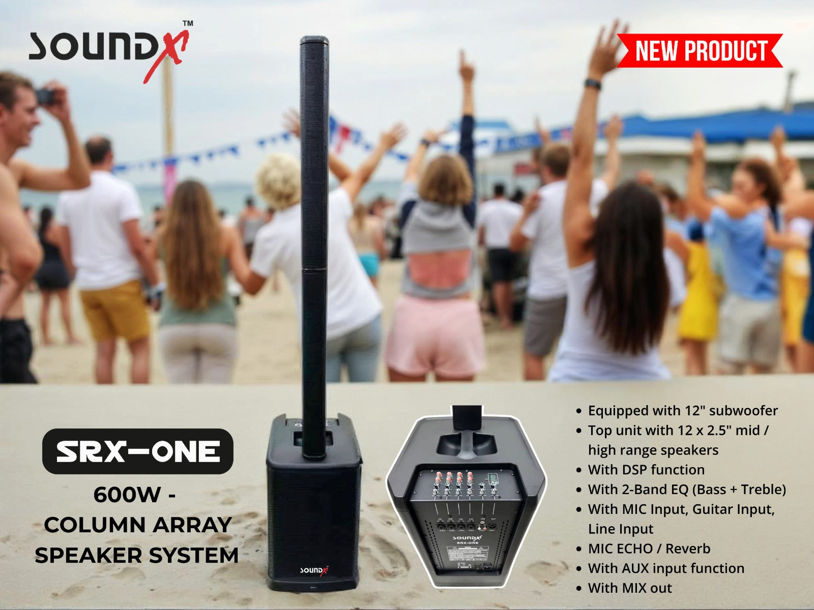SoundX - SRX-ONE  12" / 600W Portable Column Array Speaker System