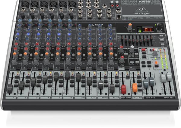 Behringer XENYX X1832USB Premium 18-Input 3/2-Bus Mixer with XENYX Mic Preamps and Compressors, British EQ, 24-Bit Multi-FX Processor and USB/Audio Interface - Each