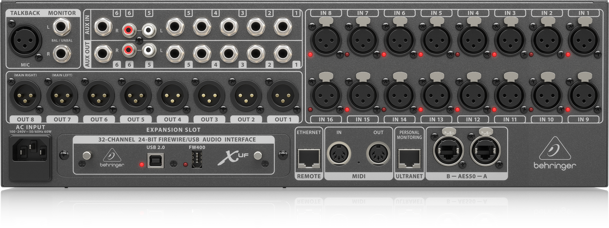 Behringer X32 RACK 40-Input, 25-Bus Digital Rack Mixer with 16 Programmable Midas Preamps, USB Audio Interface and iPad/iPhone * Remote Control Product Features