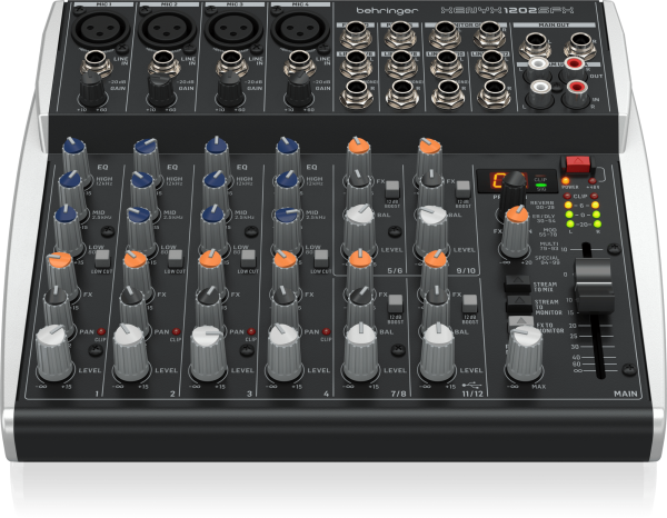 Behringer XENYX 1202SFX Premium Analog 12-Input Mixer with USB Streaming Interface and Klark Teknik Effects - Each