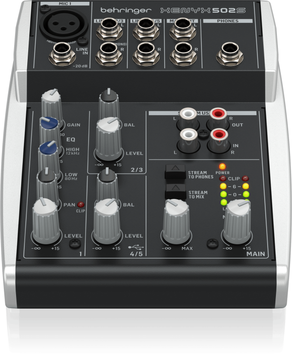 Behringer XENYX 502S Premium Analog 5-Input Mixer with USB Streaming Interface - Each