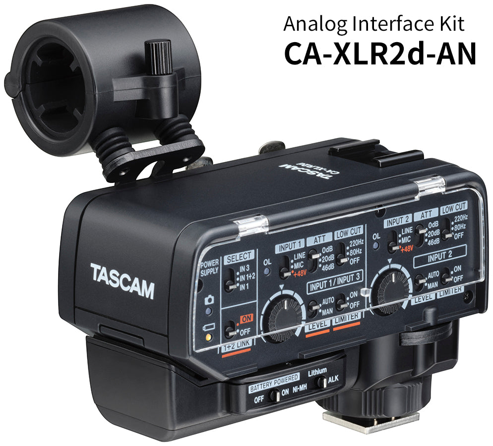 TASCAM CA-XLR2d-AN Professional XLR Microphone Adapter for DSLR & Mirrorless Cameras (Analog Interface Kit)