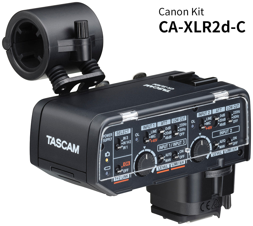 TASCAM CA-XLR2d-C Professional XLR Microphone Adapter for Canon DSLR Cameras with Dual-Channel Audio Interface