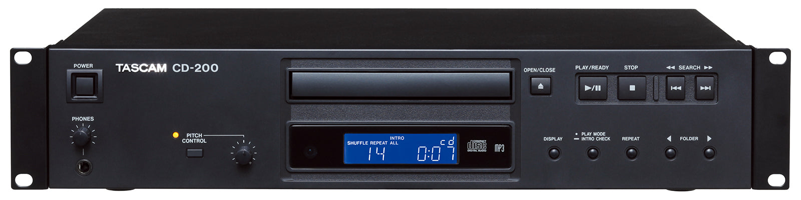 TASCAM CD-200 Professional Rackmount CD Player (2U) for Installation & Broadcast Applications